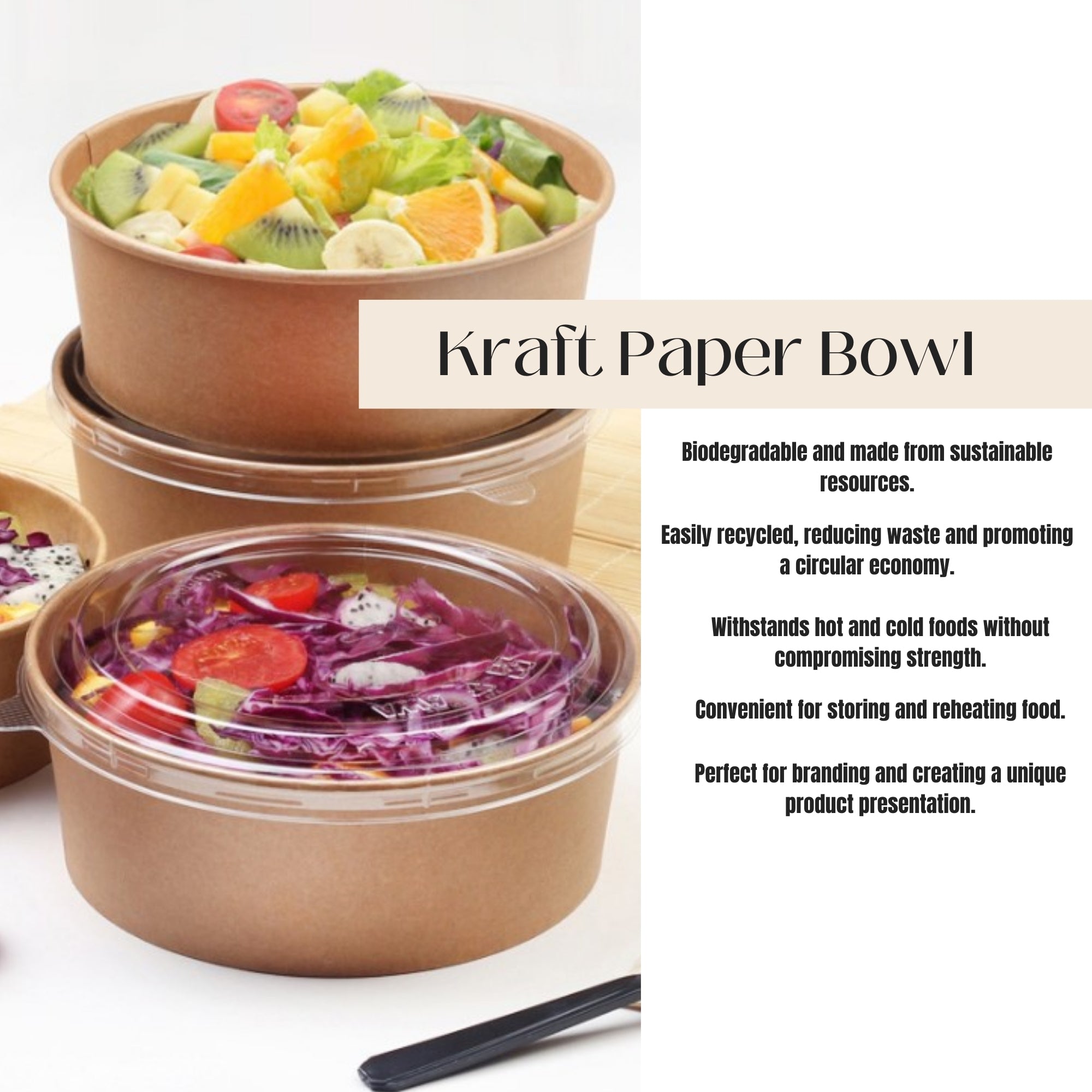 Kraft Paper Bowl, Ecosmart, sustainable, brown paper, disposable, affordable, Leak resistant, kraft paper, macaroni, salad, bulk pack, frozen treats, shops, diners, restaurants, food trucks, bakeries, Multi-Purpose, high-quality, avoid leaks, spills, pulp, durable, occasion, dinnerware, microwavable, food safe, meal prep, catering supplies, Packaging, takeout, deliveries, customized, sophistication, personalize, freshness, Compostable Fiber, renewable, biodegradable