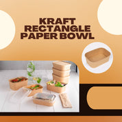 Rectangle Paper Bowls, Ecosmart, sustainable, brown paper, disposable, affordable, Leak resistant, kraft paper, macaroni, salad, bulk pack, frozen treats, shops, diners, restaurants, food trucks, bakeries, Multi-Purpose, high-quality, avoid leaks, spills, pulp, durable, occasion, dinnerware, microwavable, food safe, meal prep, catering supplies, Packaging, takeout, deliveries, customized, sophistication, personalize, freshness, Compostable Fiber, renewable, biodegradable